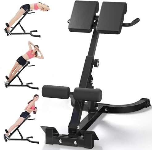 Roman Chair Rückentrainer klappbar, Hyperextension Rückenstrecker bis 150 kg, verstellbare Winkel & Höhe, Bauch- & Rückenstrecker Bank, multifunktionale Roman Chair für Zuhause, platzsparend