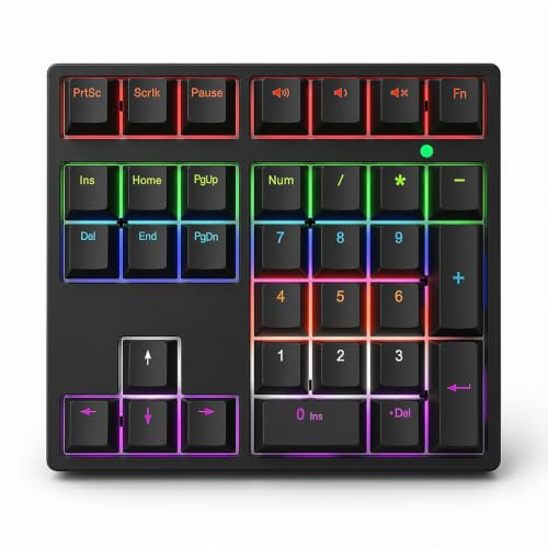 LICAEVEY Tastierino Numerico Meccanico, USB Cablato 34 Tasti Tastierino PBT Retroilluminato a LED RGB Numerico Rosso per PC Desktop Portatile, con Illuminazione Dinamica
