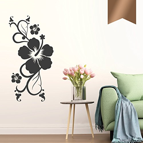 WANDKINGS Wandtattoo - Hibiskus Blumenranke - 26 x 50 cm - Kupfer - Wähle aus 5 Größen & 35 Farben