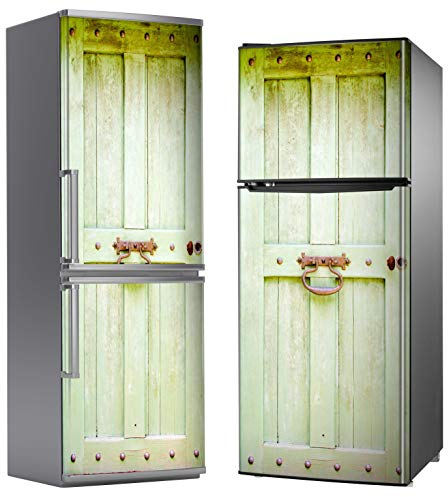 MEGADECOR Adesivo decorativo per frigorifero con motivo porta antica, colore verde, varie misure (185 cm x 70 cm)