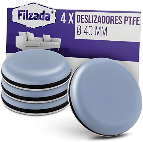 Filzada® 4X Teflongleiter Selbstklebend Ø 40mm Rund - Möbelgleiter PTFE | Teppichgleiter für Stuhl, Tisch, Möbelfüße - Bodenschutz raue Böden, Fliesen, Teppich - hohe Belastbarkeit - geräuscharm