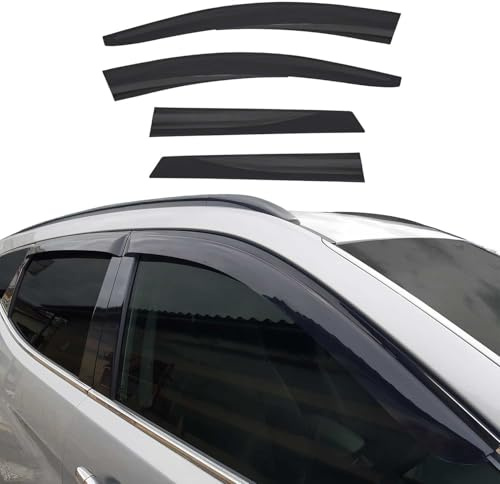 Déflecteurs de Vent Pluie d'air Compatible avec Dacia Duster 2018-2021 Acrylique Noir 4 Pcs | Déflecteur de pluie, protège de la pluie et des éclaboussures, résistant au lavage automatique