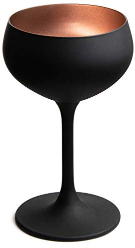Urban Bar Black Cocktail Glass, Oro Nero Coupe Lead Free Crystal Round Bowl, Dishwasher Safe 21cl Model No UB4785