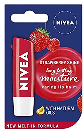 NIVEA Strawberry Shine Feuchtigkeitsspendende Pflegende Lippenstift mit Sheabutter, pflegenden Ölen und Vitaminen 4,8g