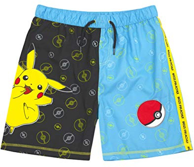 Pokémon Swim Shorts Boys Pikachu Simma Stambyxor Barn och Tonåring, Blå, 6-7 år