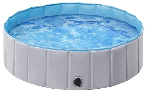 Yaheetech Piscine Chien Pliable 100 x 30cm Baignoire pour Chien/Chat Gris | Piscine Bassin de Baignade Portable Bain pour Chien/Chat Extérieur Intérieur Antidérapant avec Patchs de réparation et Brosse