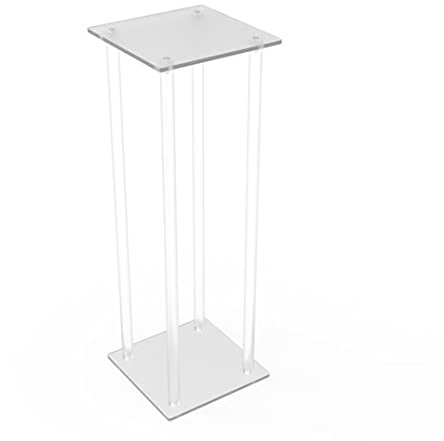 FixtureDisplays® 9 L X 9 W X 30 Tall Clear Acrylic Riser Transparent Plexiglass Pedestal Table Display Podium Glorifier Riser Stand Centerpiece Flower Sculputure Merchandise Lamp Book Stand 10098-FBA