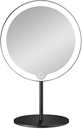 blomus LED Kosmetikspiegel -MODO- | Beleuchteter Standspiegel mit 5-facher Vergrößerung | Schminkspiegel mit LED-Licht | Schwarz | 66350