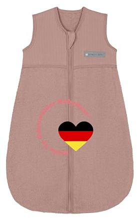 Odenwälder Baby Sommerschlafsack ohne Ärmel Frottee Baumwolle | Schlafsack 0,5 TOG | Sommer Schlafsack 70cm | Cranberry