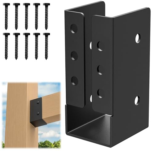 FMhotu Concealed Joist Hanger (6 Pack), 2x4 Outdoor Concealed-Flange Joist Bracket with Screws, Q235B Steel Powder Coated Concealed Mount Light Joist Hangers for 2x4 Beam, Swing, Handrail, Fence