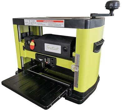 FORESTWEST 10507, 13.6 Amp 13-Inch Benchtop Thickness Planer, 2 Double-sided SK5 Carbide Blades, Green and Black