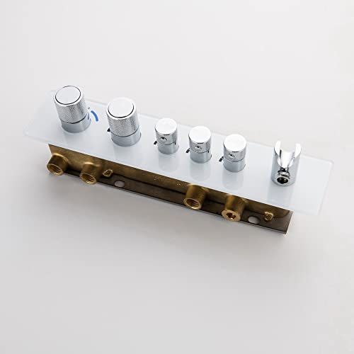 Boyuan Unterputz Thermostat Duscharmatur 3 Funktionen Mischbatterie Dusche Brausebatterie, 40°C Duschthermostat Messing Brausethermostat, Duscharmaturen Mit Brausehalter