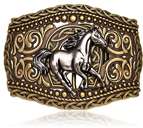 BBOTEN Western Texas Gürtelschnalle für Herren und Damen, Rodeo Patriotische Gürtelschnalle, Indianer Cowboy Gürtelschnallen, GRAU, Small