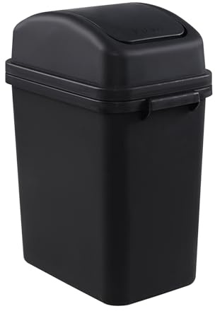 Rosebloom 2 Gallon Swing Top Trash Can, Small Plastic Garbage Bin with Lid