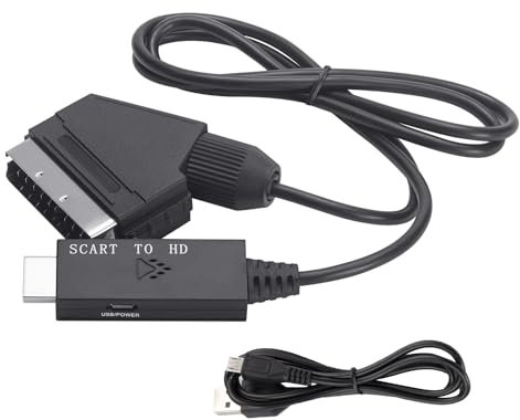 Adaptateur Convertisseur 1080p SCART vers HD MI, Plug and Play avec Alimentation USB, Prend en 1080p 60 Hz, 720p 60 Hz, Image HD pour TV, DVD, Magnétoscope VHS