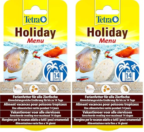 Tetra Holiday Menu - Ferienfutter für Zierfische, Gelfutterblock mit Krill, Pellets und Daphnia, abwechslungsreiche Ernährung für bis zu 14 Tage, 30g (Packung mit 2)