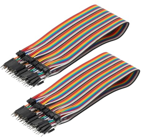 sourcing map 2.0MM(2P) Female to 2.54MM(1P) Male Breadboard Jumper Wire 2.54MM Pitch Ribbon Cable 30cm Long Electronics Breadboard Ribbon Cables for Breadboard Electronic Projects Pack of 2