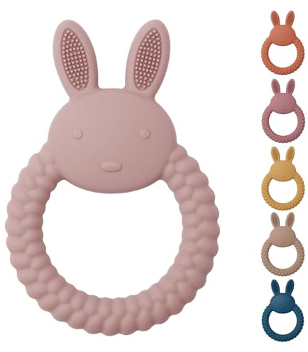 Teething Toys for Baby, Easy to Hold BPA Free Silicone Teethers,Rabbit Baby Teething Toy,Baby Toys for Babies 3 6 12 Months, Boy, Girl, Infant (Baby Pink)