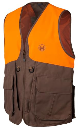Beretta Men's Command Pro Durable Water-Resistant Front-Load Capable Upland Hunting Vest with Game Bag & Front Cargo Pockets, Otter & Orange, 3X-Large