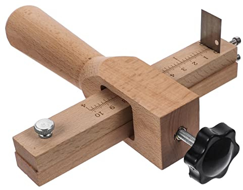 Anneome Cortador de Cuero Ajustable y Antideslizante Base de Madera para Manualidades Diy, Herramienta Práctica para Cortar Cinturones y Flejes de Cuero