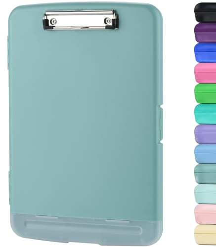 ZCZN Porte-Bloc A4 en Plastique, Boîte de Rangement en Plastique du Presse-Papiers, Avec Compartiment à Stylo Séparé, Idéal pour l'École, le Bureau Industriel, le Personnel Médical - Vert Foncé