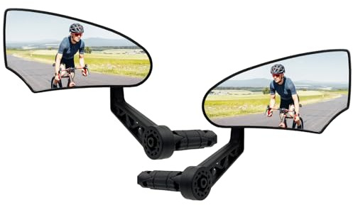 Homieway Cykelspegel, 2 stycken, äkta glas, HD-cykel, backspegel, konvex cykelstyrspegel, vikbar cykelspegel för e-cykelstyre, vänster och höger (14–20 mm)
