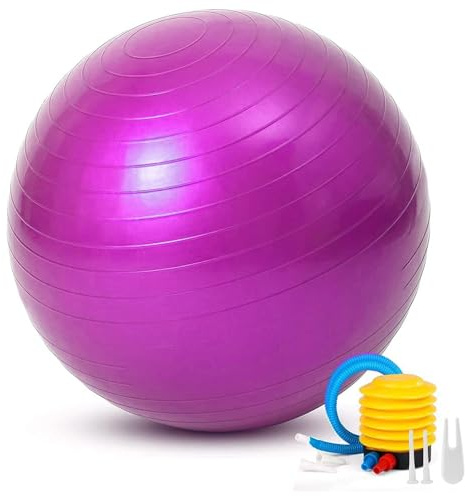 REY Gymnastikball, sitzend... 65 cm für Gymnastik, Pilates, Yoga, Schwangerschaft - Schwangere, Fitness, Sport... Rosa, einschließlich Inflator