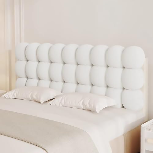 QTQHOME Panneaux de tête de lit rembourrés à fixation murale, coussin de traversin touffeté, pour chambre à coucher, salon (150 x 61 cm, blanc crème)