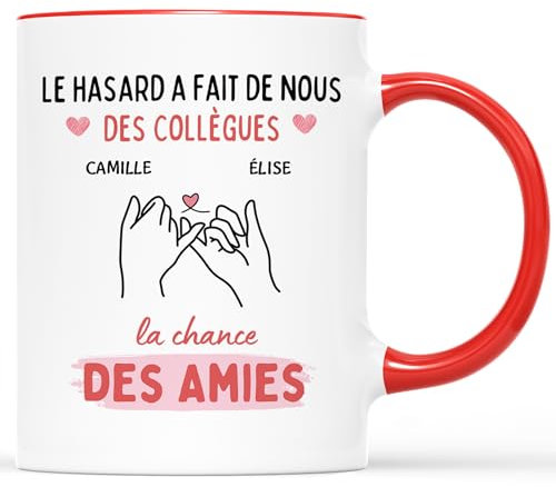 𝗖𝗔𝗗𝗘𝗔𝗨 𝗣𝗟𝗨𝗦 Mug Personnalisé Prénom - Hasard Fait des Collègues Chance des Amies - Cadeau Pour Collègue, Cadeau Personnalisé Collegue, Mug Meilleure Collegue, Tasse Personnalisable Collegue