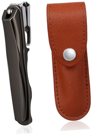 Cortaúñas Rotatorio de Acero Inoxidable con Mango Largo y Apertura Amplia | Curvatura Adaptada Uña, Corte para Uñas Gruesas, Rotación 360 Grados, Incluye Bolsa