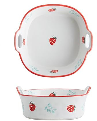 WJUHYGTF Small Flower Casserole Dish for 1 Person, Lasagna Casserole Dish Small Round Oven Dish,Square Round Casserole with Handle Square Bakeware,C
