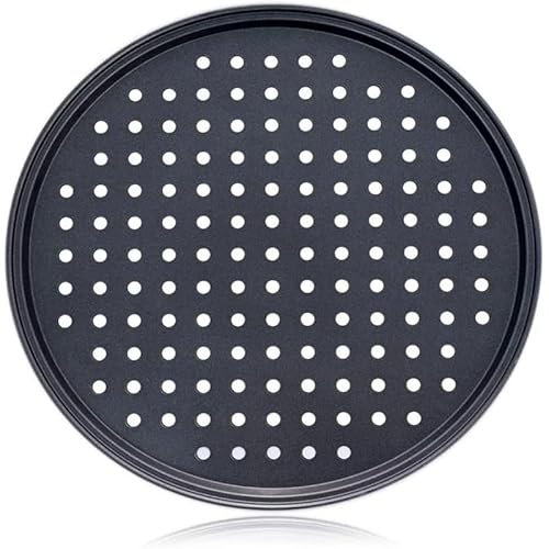 QIUSHIBO Plato Pizza Bandejas antiadherentes for Pizza, Bandeja for Hornear con Agujeros, Plato Hondo Redondo, Molde Bakewave, Herramientas de Cocina for el hogar Plato Pizza Horno(28CM)
