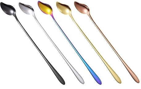 HOLIDYOYO 5pcs Stainless Steel Dessert Scoops Mixing Spoons for Home Tableware for Serving Food and Kitchen Utensils