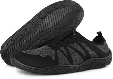 riemot Mens Water Shoes Quick Drying Sports Aqua Lightweight Non-Slip Breathable Shoes for Outdoor Workout Athletic Swim Beach Barefoot Shoe Black US9/EU42