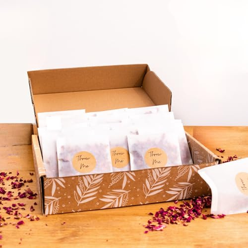 KEEP IT Confetti Kit 20 Guests | Natural Biodegradable Confetti Wedding | 20 Glassine Bags, Stickers & Display Box | Dried Flower Confetti: Rose Petals and Lavender | Eco Wedding