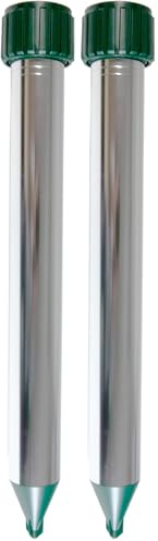 Windhager Wühlmaus- & Maulwurfvertreiber Aluminium, Wühlmausabwehr, Maulwurfvertreiber, Maulwurfabwehr, Schlagenabwehr, Eidechsenabwehr, Wirkungsbereich ca. 800m², 02130, Silber (Packung mit 2)