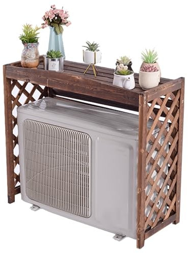 Generisch Klimaanlagen Abdeckung Außen Massivholz-Balkon-Klimaanlage Abdeckung Rasengarten Schutzgitter Sichtschutz Verkleidung Rack für Wärmepumpe Winddicht(105x47x80cm)