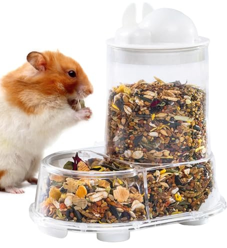 Automatischer Hamster-Futterspender – Automatischer Igel-Futternapf – Wasserflaschenhalterung zum Füttern und Leckerli-Dosieren von Indoor Outdoor Nisttraining Unterstützung