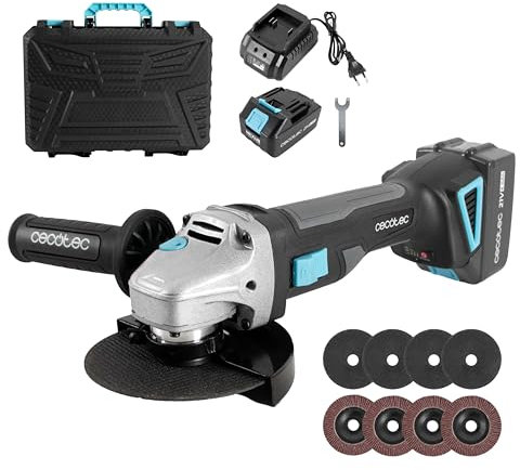 Cecotec Smerigliatrice Angolare a Batteria RadialPower 2120 Freemove. 900W Potenza, Velocità con Batteria 21V, Testa M14, Dischi Inclusi, Manico Regolabile per Massimo Comfort e Versatilità