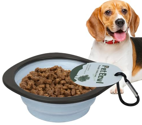 Cuenco para perros plegable, cuenco plegable portátil para senderismo y camping con mosquetón – Cuenco para comida y agua, para animales domésticos de exterior para pasear viajes