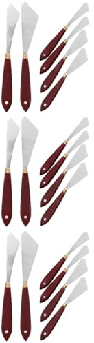 HOMSFOU 3 Set Spatole Per Pittura Ad Olio Raschietti Professionali Legno E Metallo Per Miscelazione Strumenti Versatili Per Pittura E Creazione Texture 6 Pezzi*3