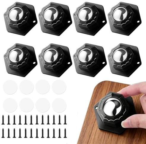 VPAFPEKG Roulettes pour Meubles, 8 Pièces Mini Roulettes à Billes, Roulettes Pivotantes Autocollantes 360 Degrés, Mini Roulette Universelles Adhésives pour Meubles Lourds, Appareils de Cuisine, Valise