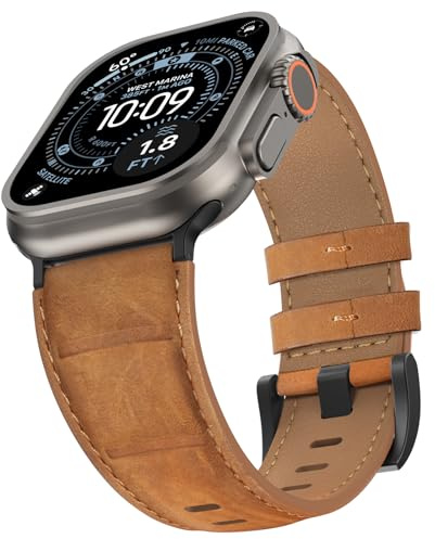 Delidigi Lederarmband Kompatibel mit Apple Watch Armband 49 46 45 44 42mm