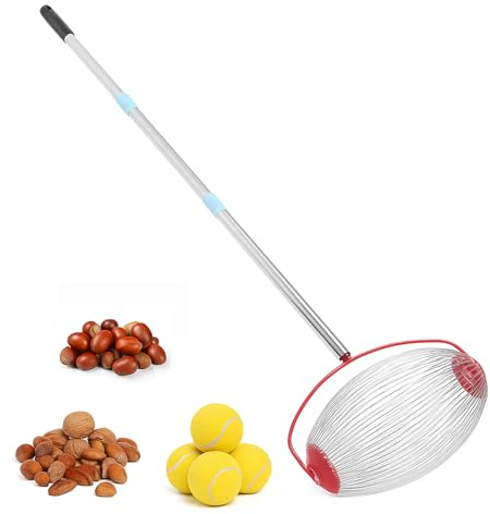 Elprico Nut Gatherer,44.7 Inch Rolling Acorn Picker Upper Collector Tool with 3 Section Stainless Steel Pole for Pecans Walnuts Fruits (L)