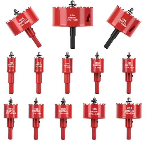 Aigreat 13 PCS Lochsägen Set, 18mm-75mm Universal Lochkreissäge, Lochbohrer Holz aus HSS M42 Bi-Metall, Lochsäge Bohrkrone mit Sechskant-Schaft und Bohrer, Lochfräse für Holz, Kunststoffe, Rigips
