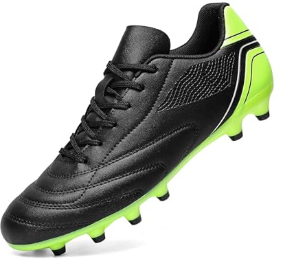 HaloTeam Chaussures de Football Homme Spike Crampons Profession Athlétisme Entrainement Chaussures de Sport,Noir Vert,EU 44