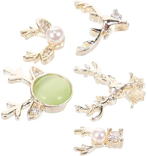 TOPPERFUN 5 Piezas Adornos para Uñas Navideñas de Metal por Conjunto Decoración de Manicura para Mujer Joyas Pequeñas para Uñas DIY de Fiesta