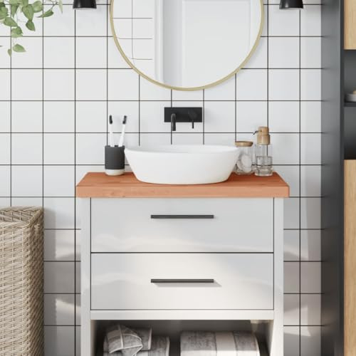 Frdhee Mobili da bagno, armadietto da bagno, mobile da bagno, piano lavabo 80 x 40 x 4 cm, in legno massello di faggio, mobiletto base lavabo per ospiti, WC, bagno, bagno, facile da montare