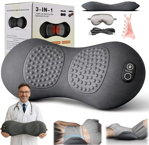 Massage Lombaire Thérapie Du Dos 3 En 1, Masseur Lombaire Et Sciatique Avec Chauffage Et Vibrations, Soutien Dorsal Ergonomique, Alignement De La Colonne Vertébrale, Sommeil (Gris Foncé)