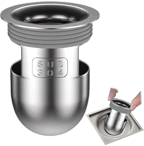 Floor Drain Backflow Preventer, 2.4 Inch Depth Stainless Steel Shower Drain Stopper with Fine Mesh Filter, Anti-Odor Shower Plug for Bathroom|Sink Drains
